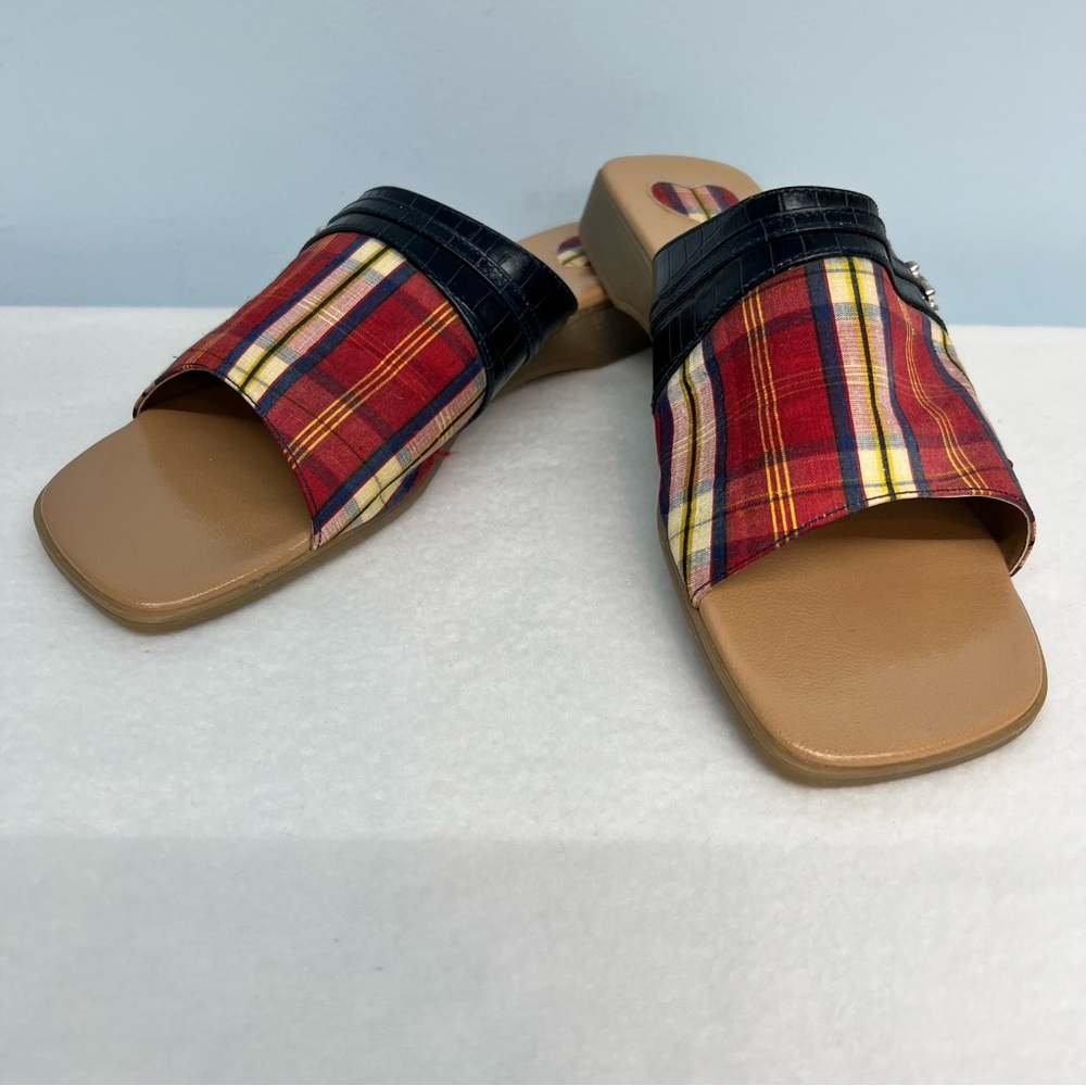 Brighton Belize Red and Blue Sandals with Square Toe